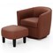 Modern Swivel Chair with Curved Backrest Ottoman and Removable Machine-Washable Cushion